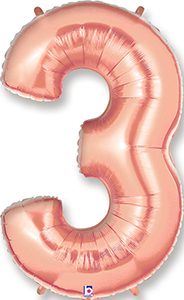 MEGALoons Number 3 Rose Gold balloon. 