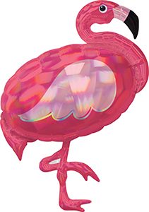 Iridescent Pink Flamingo Holographic helium shape by Anagram.